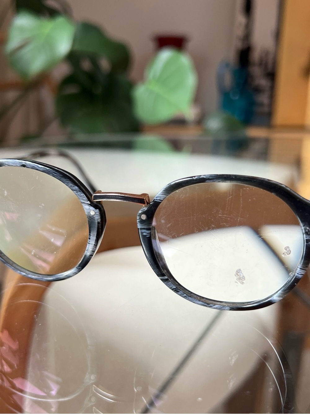 Persol 3047-V Round Eyeglass Frames Gray Tortoise Italy 48□21 145